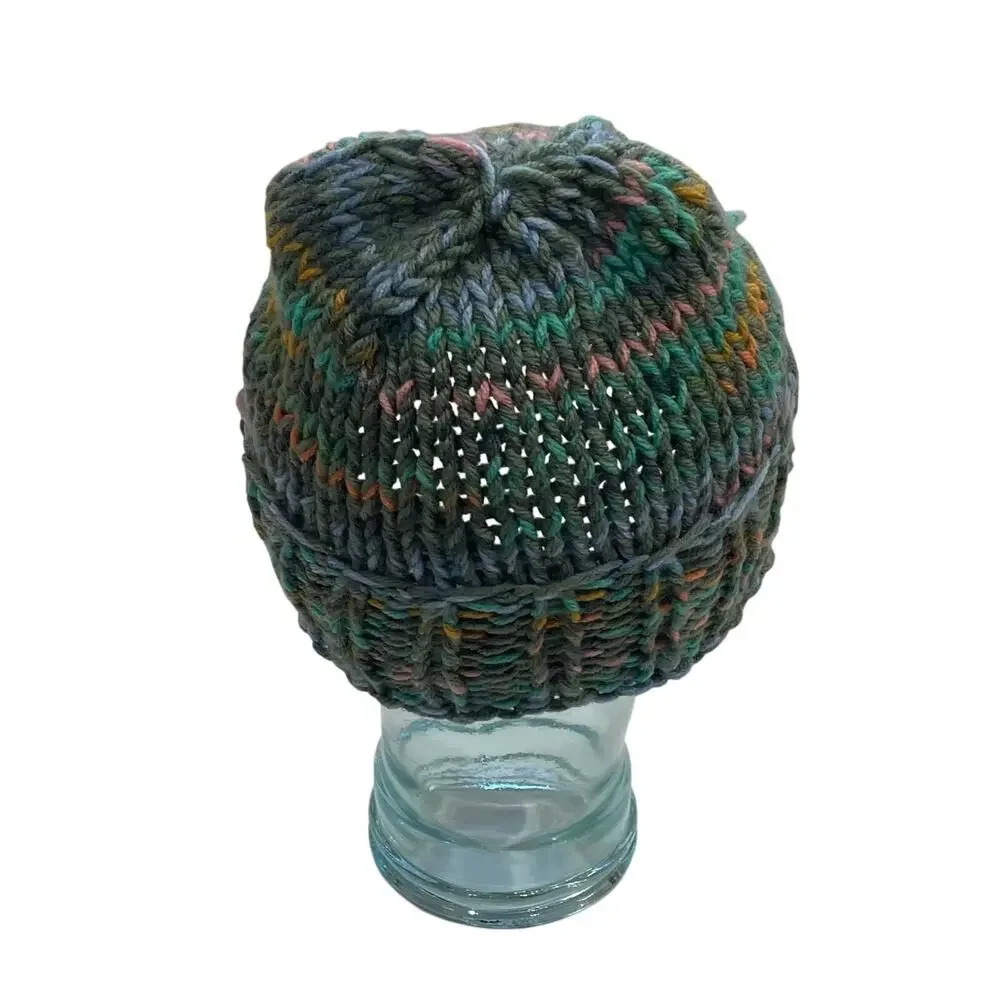 Multicolor Hand Knit Chunky Knit Cuffed Beanie / Hat, OS